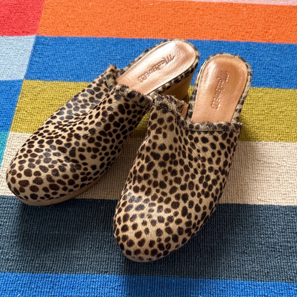 Madewell Leopard-Print Slip-On Mules in Tan and Black